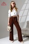 Women's High Waist Pleated Buttoned Stretch Fabric Flexible Comfortable Fit Palazzo Pants - 4