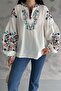 Women's White Belted Embroidered Cotton Blouse - 5