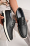 Genuine Leather Black Men's Leather Casual Shoes Mrd7-0128 - 3