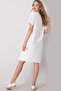 Striped Dog White Crew Neck Short Sleeve Above Knee Mid Length Combed Cotton Dress - 2