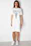 Angel Nirvana White Crew Neck Short Sleeve Above Knee Mid Length Combed Cotton Dress