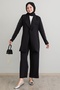 Jacketed Pearl Detail Black Suit - 5