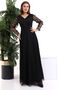Black 3D Daisy Boat Neck Kiloş Dress F115 - 5