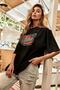 تي شيرت Blackjackwear أسود كبير الحجم مطبوع عليه Aloha - 2