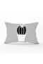 Gray Background Cactus Patterned Digital Printed Decorative Rectangular Throw Pillow Cover