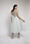 Water Green Midi Length Tulle Evening Dress - 3