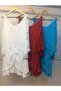 Authentic Voile Cotton Guipure Strap White Mini Dress with Opening Sleeves - 4