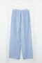Blue 100% Linen Elastic Waist High Waist Wide Leg Trousers Twoss24Je00249 - 14