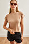 Women's Camel Bat Knitted Viscon Blouse Blz-19001916 - 4