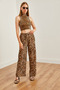 Women's Beige Leopard Print Woven Viscose Palazzo Pants Pnt- 19000282 - 5
