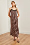 Women's Camel Black Lace Detailed Leopard Flowy Dress Elb- 19002193 - 4