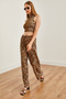 Women's Beige Leopard Print Woven Viscose Palazzo Pants Pnt- 19000282 - 4