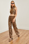 Women's Beige Leopard Print Woven Viscose Palazzo Pants Pnt- 19000282 - 3