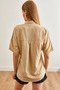 Women's Beige Single Pocket Striped Flowy Shirt Gml- 19001223 - 5