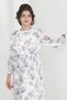 Girl's Lined Full-Length Floral Patterned Long Chiffon Dress with Non-Interior Necklace Detail - 7