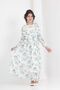 Girl's Lined Full-Length Floral Patterned Long Chiffon Dress with Non-Interior Necklace Detail - 3