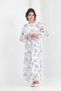 Girl's Lined Full-Length Floral Patterned Long Chiffon Dress with Non-Interior Necklace Detail - 5