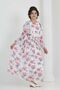 Girl's Lined Full-Length Floral Patterned Long Chiffon Dress with Non-Interior Necklace Detail - 5
