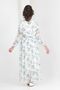 Girl's Lined Full-Length Floral Patterned Long Chiffon Dress with Non-Interior Necklace Detail - 4