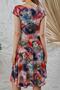 Women's Cross Collar Digital Printed Midi Dress with Handkerchief Sleeves - Ethnic Shawl Pattern - 6