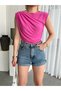 Women's Sandy Fabric Cross Ruched Detail Sleeveless Luxury Blouse