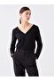 V-Neck Plain Long Sleeve Women's Blouse (W3) - 4