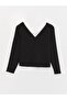 V-Neck Plain Long Sleeve Women's Blouse (W3) - 2