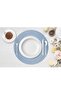 Volonte Baby Blue Jute American Service 2-Piece Knitted Straw Plates - 5