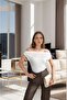 Women's White Short- Boat Neck Neck Elegant Summer Blouse - 6