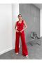 Square Collar Stone Buttoned Vest Trousers Double Breasted Set - 5