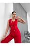 Square Collar Stone Buttoned Vest Trousers Double Breasted Set - 3