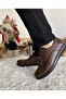 Full Orthopedic Inner and Outer Genuine Brown Leather Laced Soft Lightweight Men's Dad Shoes - 3