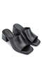 Women's Genuine Leather Black Leather Heeled Slipper - 2