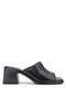 Women's Genuine Leather Black Leather Heeled Slipper