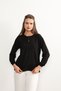 Women's Lycra Middle Age and Above Four Seasons Black Mother Combed Cotton Blouse with Button Pattern and Elastic Sleeves - 5
