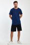 Men's Regular Fit T-Shirt Shorts Set with Pocket Detail Navy Blue Black - 7