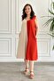 V-Neck Two-Tone Sleeveless Dress - 2