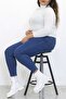 Large Size Oversize Dark Blue High Waist Lycra Jeans Trousers (DISPENDER) - 5