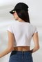 Crew Neck Compact Combed Cotton Stretch Fabric Crop T-Shirt 21750 White - 4