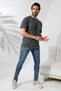 Men's 100% Cotton Combed Cotton Compact Crew Neck Comfort Fit Basic T-Shirt 21751 Anthracite Melange