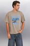 Maddox Men's 100% Organic Cotton Print Detailed Thick Textured Oversize Fit Mink T-Shirt - 3