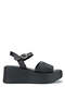 Genuine Leather Black Women's Heeled Sandals