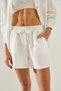 Women's White Pocket Detailed Waist Tie Muslin Linen Shorts & Bermuda 60251347 - 4