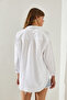 Women's White Fit Cut Basic Shirt with Folded Sleeves Detail 60251348 - 6