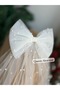Custom Design Luxury Bridal Veil with Pearls Bow Long Tulle Veil Wedding Dress Wedding Accessory with Buckle - 3