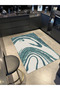 Green Wavy Patterned Woven Base and Washable Carpet Miravip9399 - 2