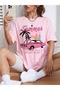 Pink Women's Oversize T-shirt - Summer Car Printed - 6