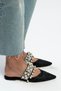 Fomax Black Straw Pearl Detail Women's Heeled Slippers - 6