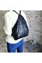 Women's Black Genuine Leather Backpack - 3