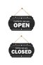 Open Closed Lettering Black Sheet Wood Embossing Store Door Sign (English) - 3